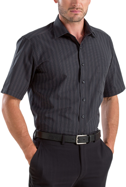 Picture of John Kevin Mens Dark Stripe Short Sleeve Shirt (453 Black)