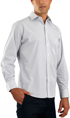 Picture of John Kevin Mens Herringbone Stripe Long Sleeve Shirt (466 Steel)