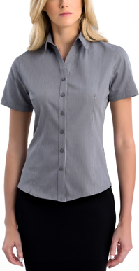 Picture of John Kevin Womens Pinstripe Slim Fit Short Sleeve Shirt (763 Gunmetal)