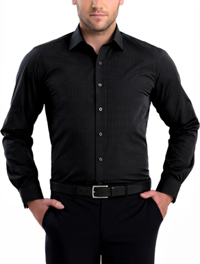 Picture of John Kevin Mens Dark Stripe Slim Fit Long Sleeve Shirt (836 Charcoal)