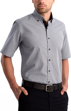 Picture of John Kevin Mens Small Check Slim Fit Short Sleeve Shirt (873 Black)