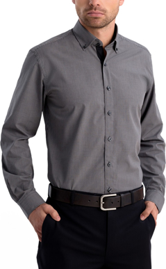 Picture of John Kevin Mens Small Check Slim Fit Long Sleeve Shirt (874 Charcoal)