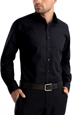 Picture of John Kevin Mens Twill Slim Fit Long Sleeve Shirt (830 Black)