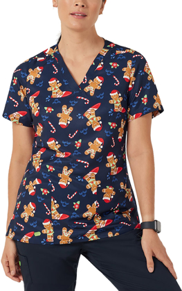 Picture of NNT Uniforms Womens Christmas Gingerbread Surfer Scrub Top (CATUXV-MNS)