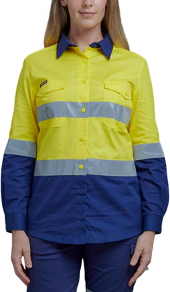 Picture of King Gee Womens Workcool 2 Hi Vis Lightweight Reflective Work Shirt (K44544)