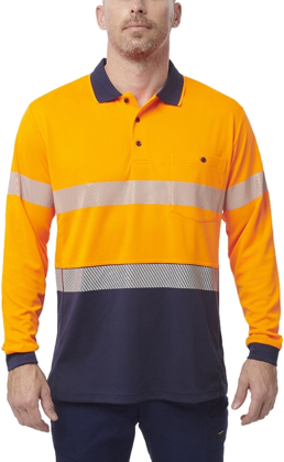 Picture of King Gee Workcool Hyperfreeze Hi Vis Reflective Long Sleeve Polo (K54225)