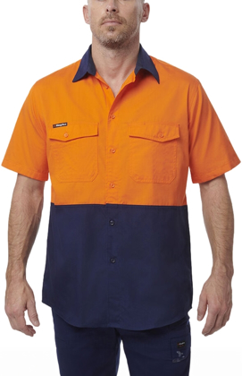 Picture of King Gee Workcool 2 Hi Vis Two Tone Short Sleeve Drill Work Shirt (K54875)