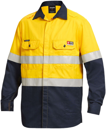 Picture of King Gee Shieldtec Lenzing FR Hi Vis Spliced Open Front Taped Shirt (K84000)