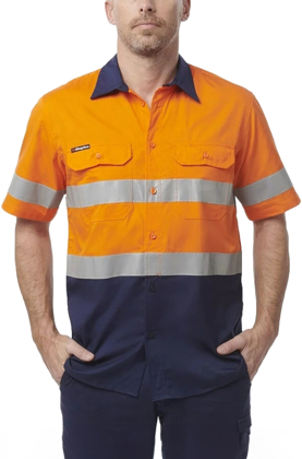 Picture of King Gee Workcool Vented Spliced Shirt Taped Short Sleeve (K54911)