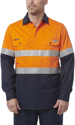 Picture of King Gee ShieldTec FR Hi Vis 2 Tone Closed Front Taped Shirt (Y04550)