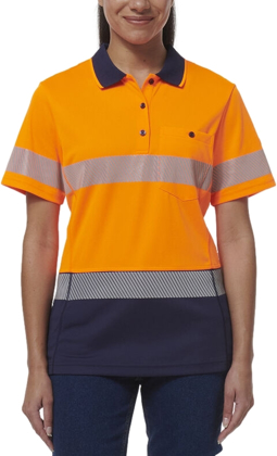 Picture of King Gee Womens Workcool Hyperfreeze Spliced Short Sleeve Polo with Segmented Tape (K44224)