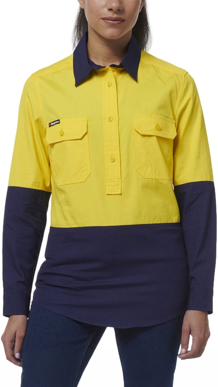 Picture of King Gee Womens Workcool Vented Closed Front Spliced Shirt (K44211)