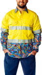 Picture of Trademutt Mens Snazzy Yellow Day/Night Hi Vis Full Button Long Sleeve Workshirt (TM-21647)