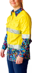 Picture of Trademutt Womens Pearler Yellow Day/Night Hi Vis Full Button Long Sleeve Workshirt (TM-21550)