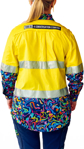 Picture of Trademutt Womens Pearler Yellow Day/Night Hi Vis Full Button Long Sleeve Workshirt (TM-21550)