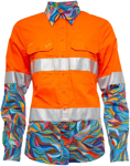 Picture of Trademutt Womens Snazzy Orange Day/Night Hi Vis Full Button Long Sleeve Workshirt (TM-21529)