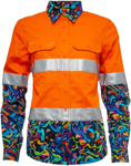 Picture of Trademutt Womens Pearler Orange Day/Night Hi Vis Full Button Long Sleeve Workshirt (TM-21549)