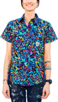 Picture of Trademutt Womens Pearler Full Button Short Sleeve Full Print Workshirt (TM-21548)