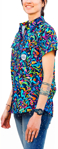 Picture of Trademutt Womens Pearler Full Button Short Sleeve Full Print Workshirt (TM-21548)
