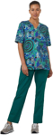 Picture of NNT Uniforms Unisex Warlu Indigenous Scrub V-Neck Top - Green Print (CATRFR-GPT)