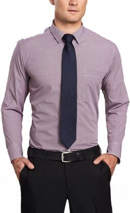 Picture of Winning Spirit Mens Two Tone Mini Gingham Long Sleeve Shirt (M7340L)