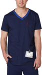 Picture of Winning Spirit Mens V Neck Contrast Trim Scrub Top (M7650)