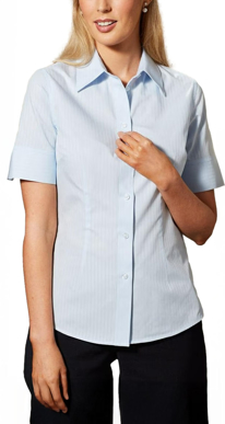 Picture of Winning Spirit Womens Self Stripe Short Sleeve Shirt (M8100S)