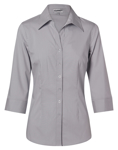Picture of Winning Spirit Womens Ticking Stripe 3/4 Sleeve Shirt (M8200Q)