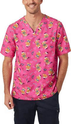 Picture of NNT Uniforms Unisex Christmas Gingerbread Surfer Scrub Top (CATRST-HPK)