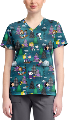 Picture of Cherokee Winter Forest Print Top (TF796-PNFW)