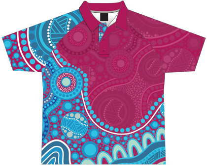 Picture of Womens Ways of the Water Aboriginal Print Polo