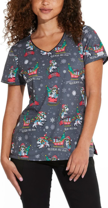 Picture of Cherokee Scrubs Womens Sleigh All Day Scrub Top (DK852 SGDM)