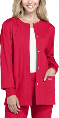 Picture of Cherokee Womens Snap Front Warm-Up Solid Scrub Jacket (CH-WW340)