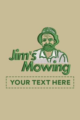Picture of Jim's Mowing with Customisable Text Embroidery