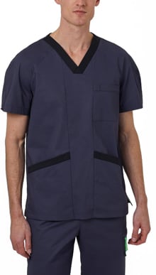 Picture of NNT Uniforms Next-Gen Active Koller V-Neck Contrast Scrub Top - Charcoal (CATRFU-CHP)